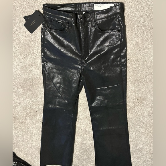 NWT rag & bone faux leather high rise ankle flare size. 27 - Picture 4 of 13
